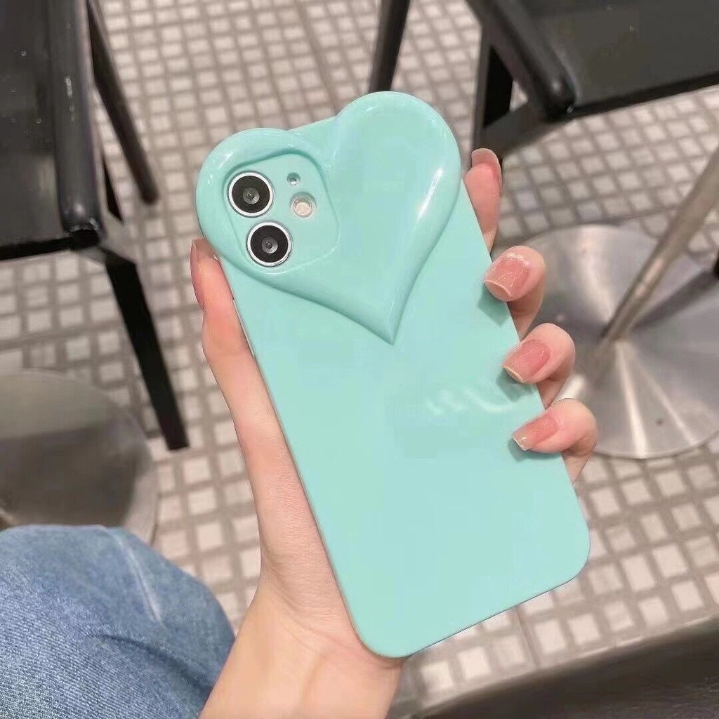 Ốp Điện Thoại Chống Sốc Bảo Vệ Toàn Diện Họa Tiết Trái Tim 3D Thời Trang Cho iPhone 13/12/11/XS/X/8/7