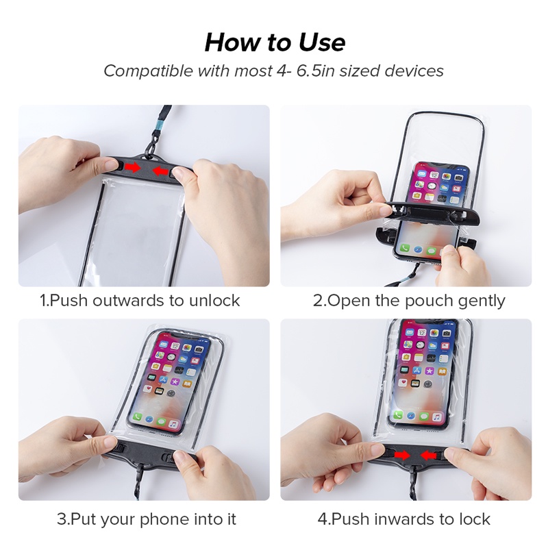 Túi Đựng Điện Thoại Bằng PVC Trong Suốt Chống Nước Cảm Ứng Thông Dụng Cho Hoạt Động Bơi Lội