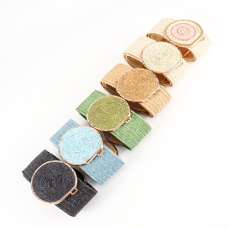 Thắt Lưng Rơm Đan Bản Rộng Co Giãn Trang Trí Cho Nữ