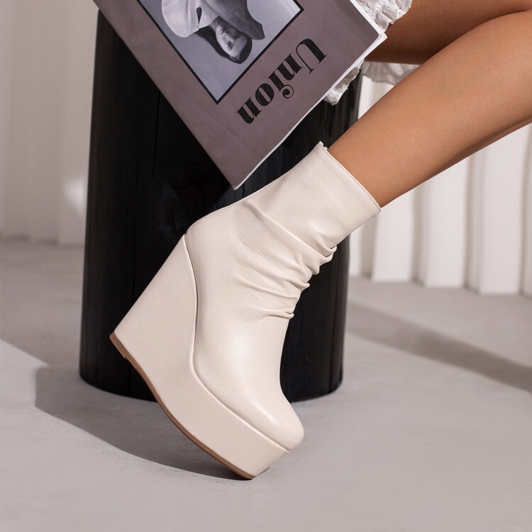 Giày Bốt Cao Gót Đế Xuồng Dày Co Giãn Thời Trang Xuân Thu Cho Nữ Size 35-43