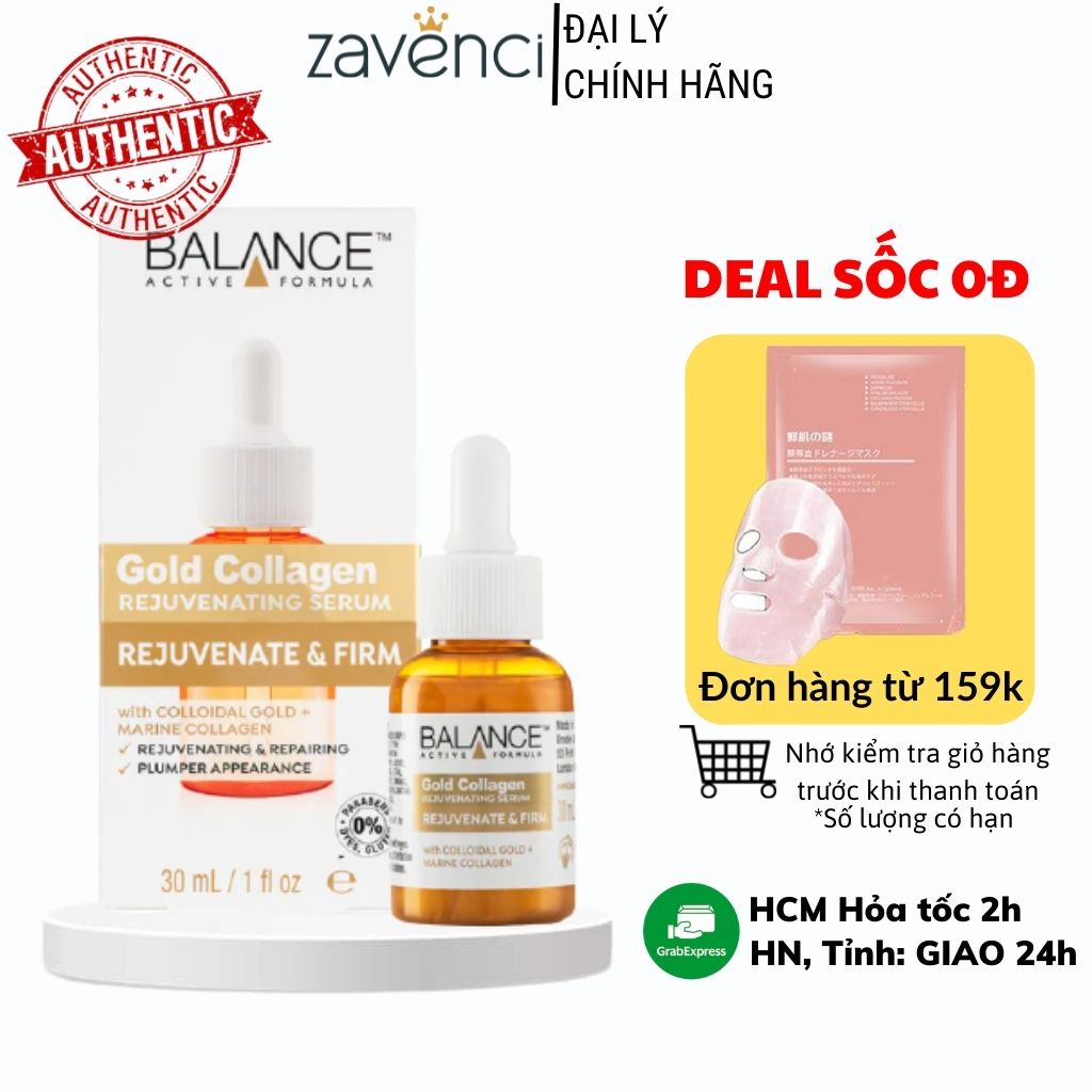 Serum Balance Gold Collagen Rejuvenating tinh chất vàng chống lão hóa 30ml - ZAVENCI Official