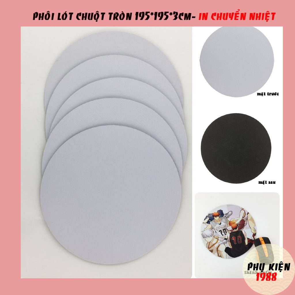 Phôi lót chuột tròn 195x195x3cm - trơn in chuyển nhiệt