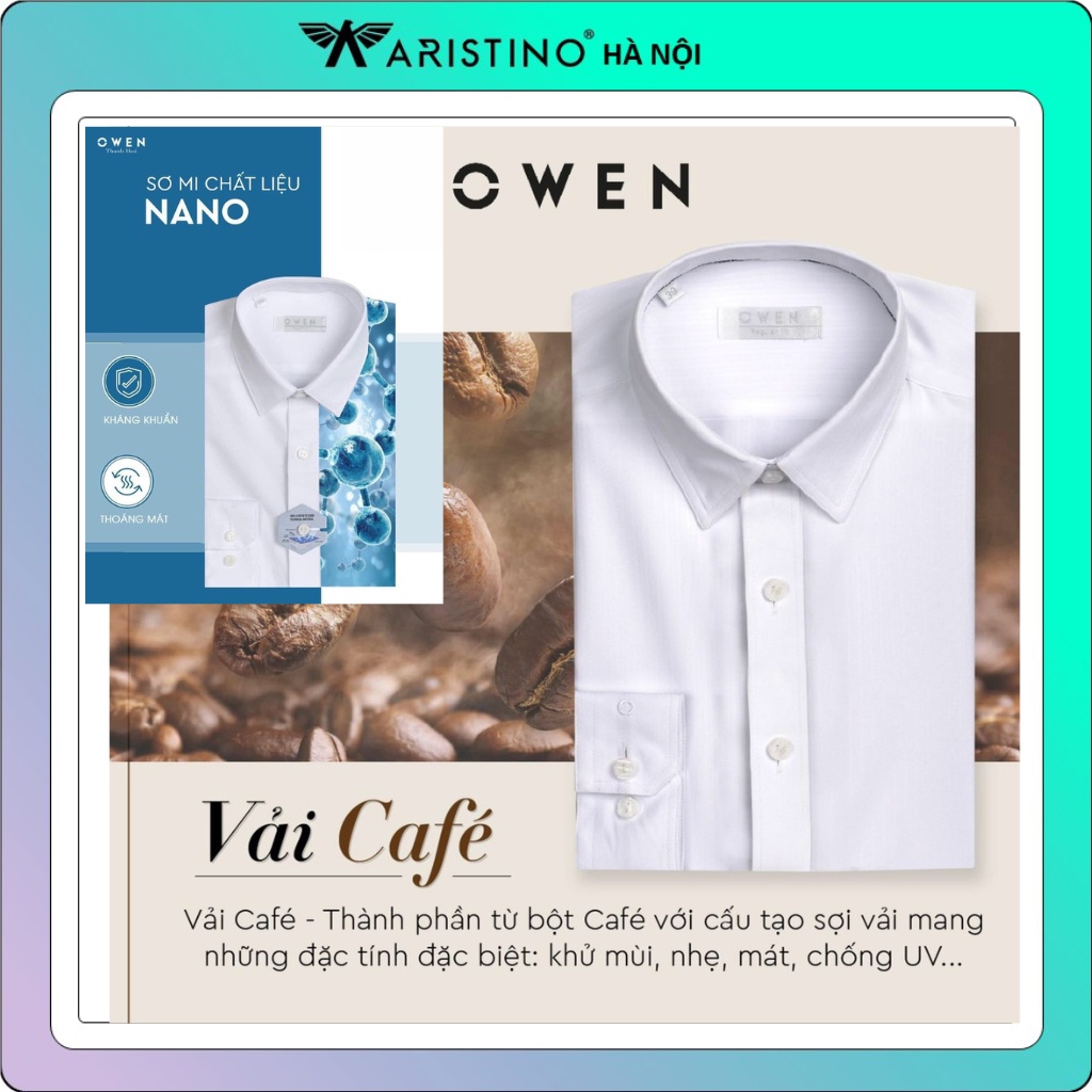 Owen - Áo sơ mi Owen dài tay trắng trơn vải nano/ cafe siêu nhẹ mềm mát dáng ôm không túi và dáng suông có túi