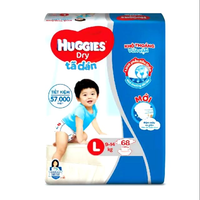 BỈM TÃ DÁN HUGGIES M76/L68/Xl62/ XXL56