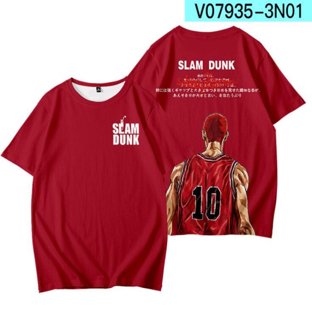 Áo Thun Tay Ngắn In Hình Nhân Vật Anime Slam Dunk 3D Thời Trang