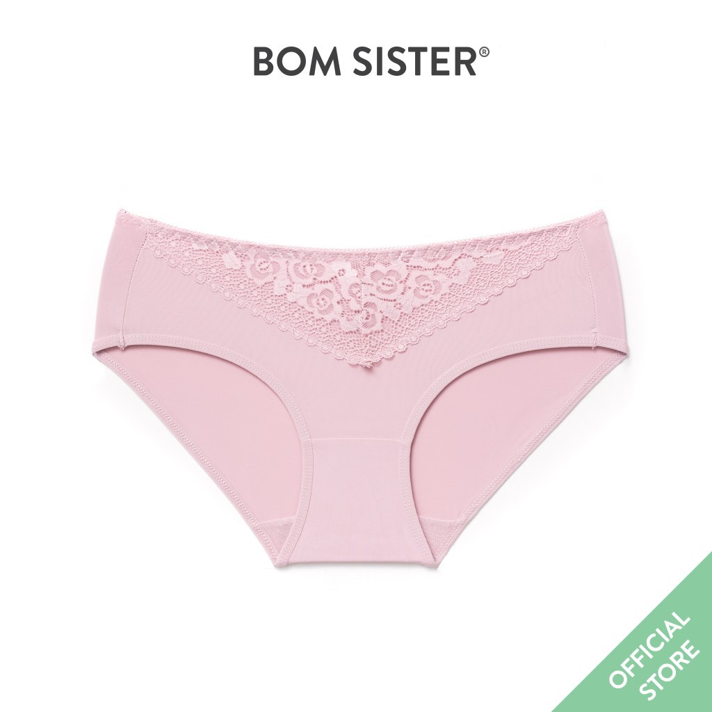 [Mã FAMALLT5 giảm 15% đơn 150k] Quần lót thun lạnh phối ren màu trơn BOM SISTER Q0303