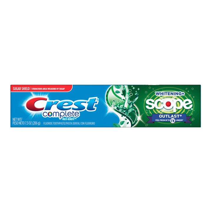 Kem đánh răng Mỹ CREST COMPLETE WHITENING+ SCOPE OUTLAST FEEL FRESH UP TO 7X LONGER 206g