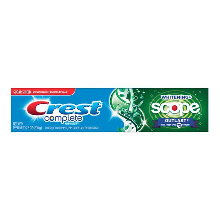 Kem Đánh Răng Làm Trắng Mỹ CREST COMPLETE WHITENING+ SCOPE OUTLAST FEEL FRESH UP TO 7X LONGER 206g