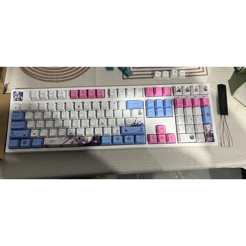 [GIAO NHANH] Keycap genshin impact Ayaka 136 phím thick PBT in dyesub 5 mặt anime cherry profile vừa hết layout phím cơ