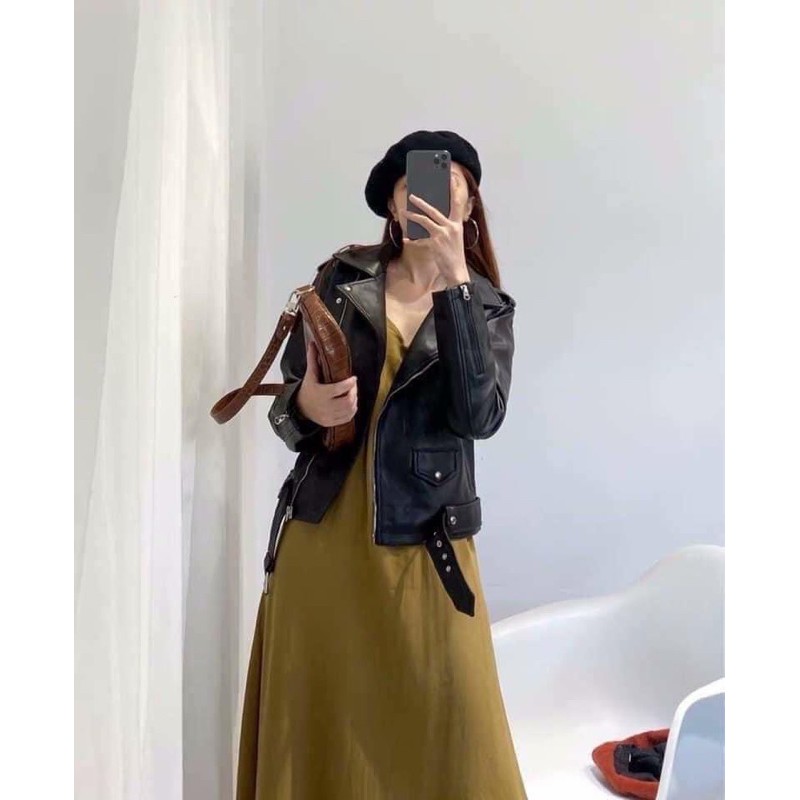 SIÊU HOT ÁO KHOÁC DA KÈM ĐAI CỔ VEST | BigBuy360 - bigbuy360.vn