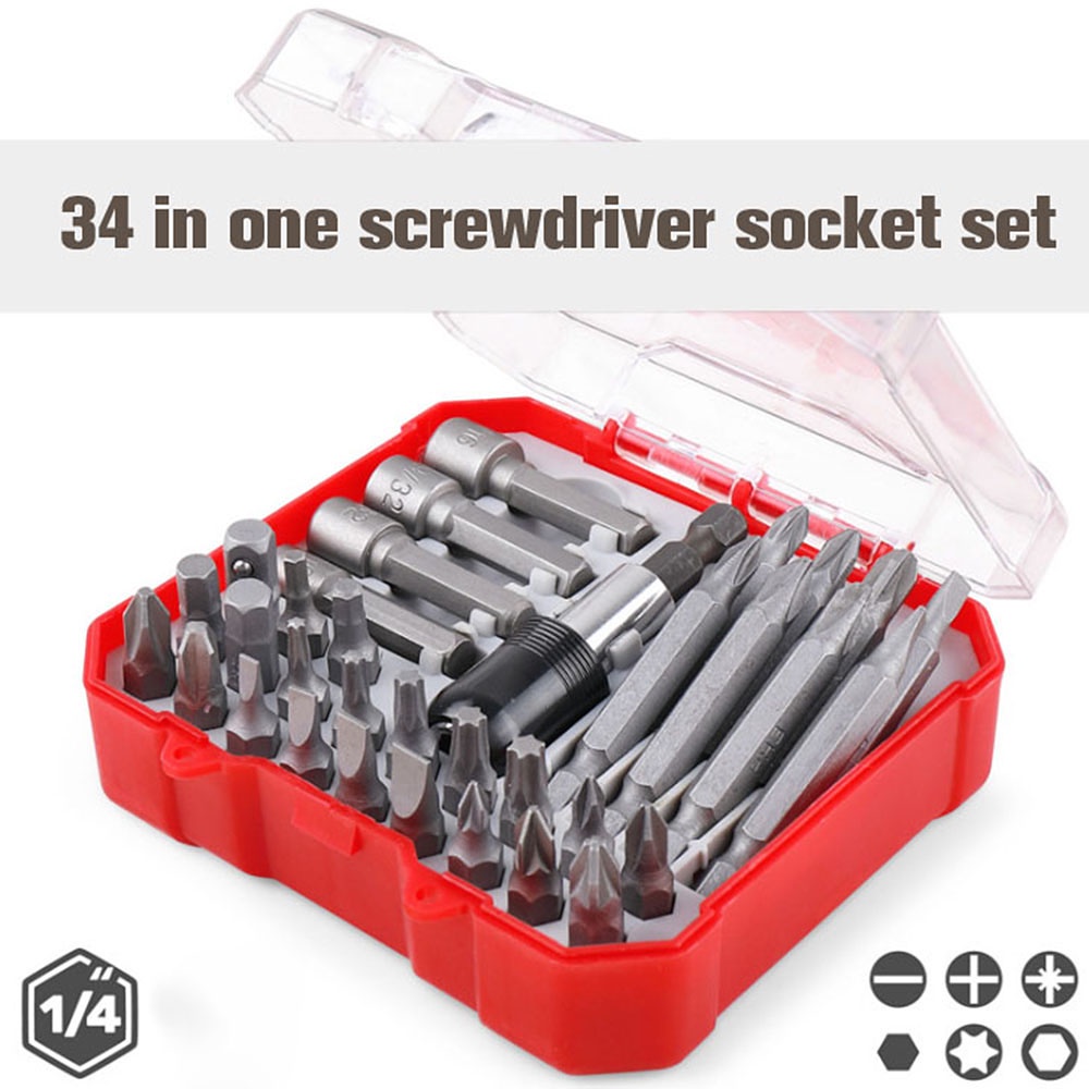 Bộ 34 Đầu Tua Vít Lục Giác 6.35mm