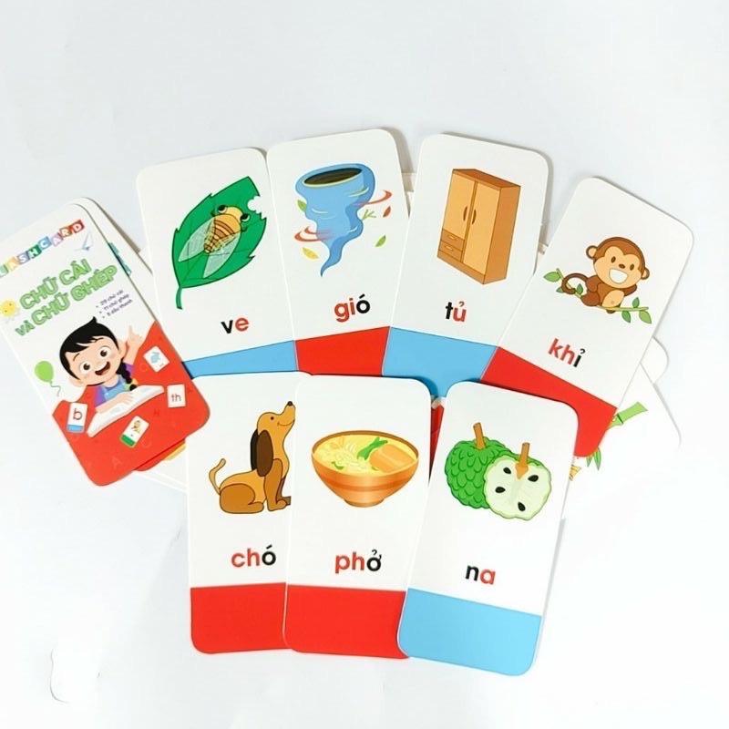 Flashcard thẻ chữ cái, chữ ghép, dấu thanh Thanh Hương học đánh vần tiếng Việt