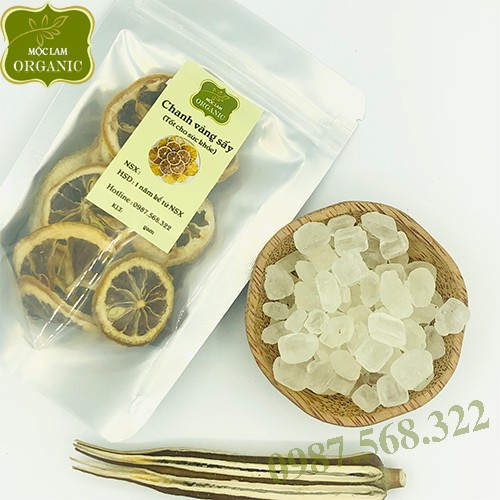 Chanh vàng thát lát sấy khô cao cấp nguyên miếng Mộc Lam Túi zíp 100g