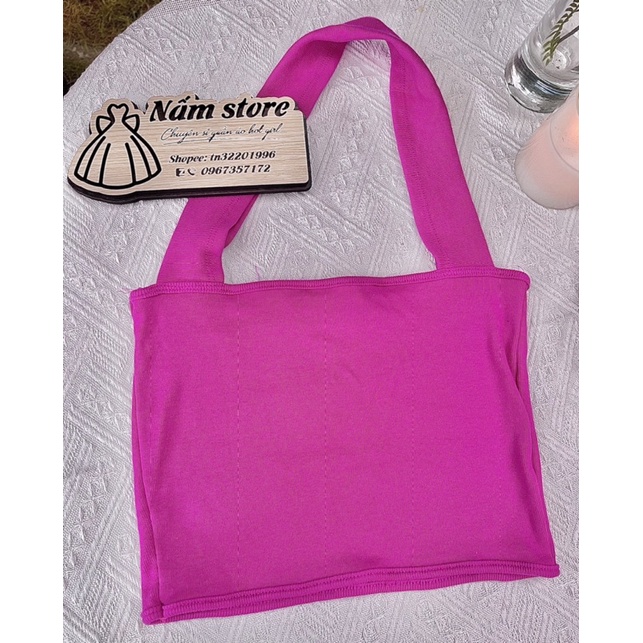 Kèm clip Áo ống croptop len tăm choàng cổ đủ màu mặc được 2 kiểu