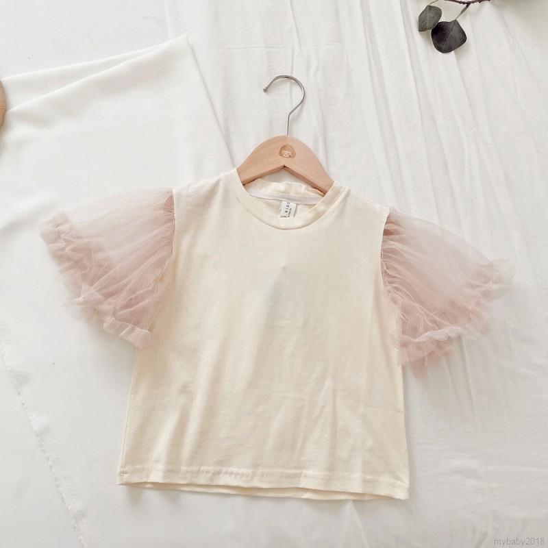 Bộ 2 món gồm áo thun cotton tay cánh tiên + chân váy lưới đáng yêu cho bé gái