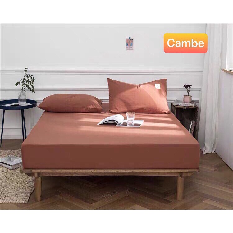 Bộ ga vỏ gối Cotton Tici mềm mát trơn màu basic phong cách hàn Vintage nhiều kích thước ga nệm m2 m4 m6 m8