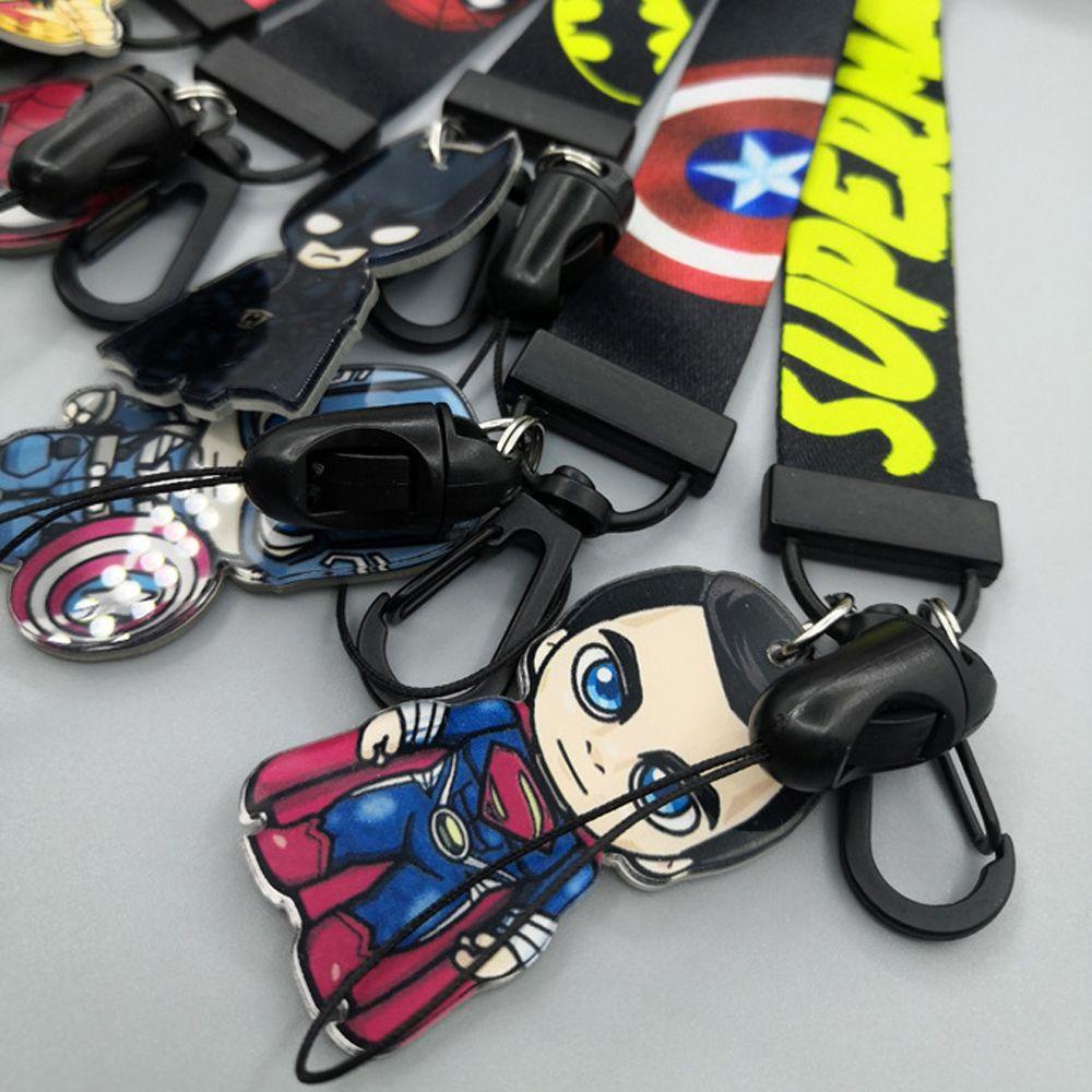 Dây đeo cổ tay móc khoá điện thoại polyester mặt acrylic hoạt hình Anime Marvel chống mất lạc