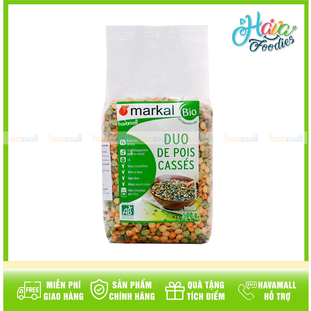 [HÀNG CHÍNH HÃNG] Đậu Hà Lan Xanh Và Vàng Tách Đôi Hữu Cơ Markal 500gr – Organic Green Peas &amp; Yellow Peas