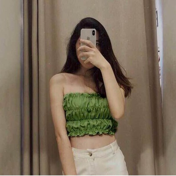 Áo Quây Xanh Lá PEONYB Nữ [FREESHIP] 🌸 Croptop body dúm viền bèo, thun ống dáng ôm 3 tầng cá tính Ulzzang 🌸