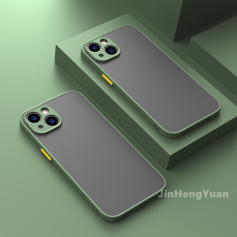 Ốp Điện Thoại Cứng Viền Silicon Dẻo Trong Suốt Chống Sốc Cho IPhone 13 12 11 Pro MAX Mini XS X XR 8 7 Plus SE2