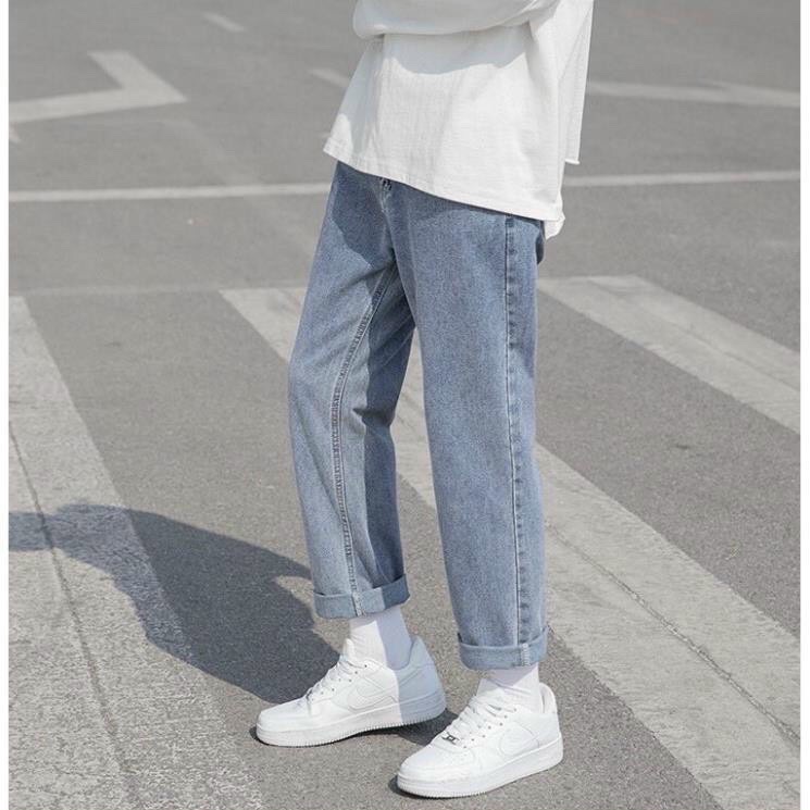 Quần Jeans Baggy Nam Xanh Nhạt Dáng Rộng Hàng Vải Mềm Đẹp