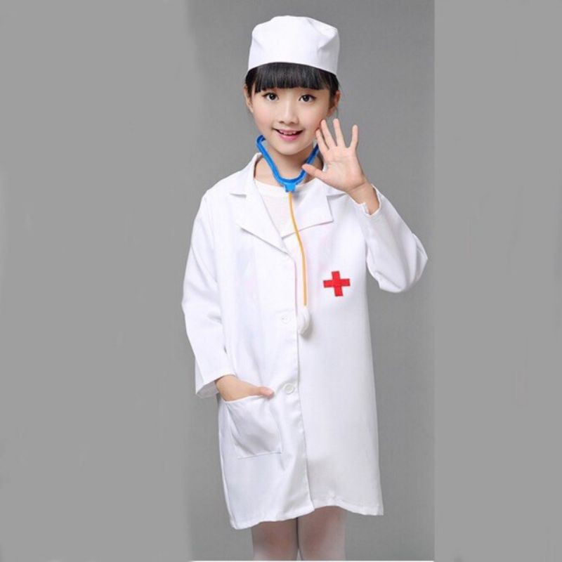 áo bác sĩ có kèm mũ cho trẻ