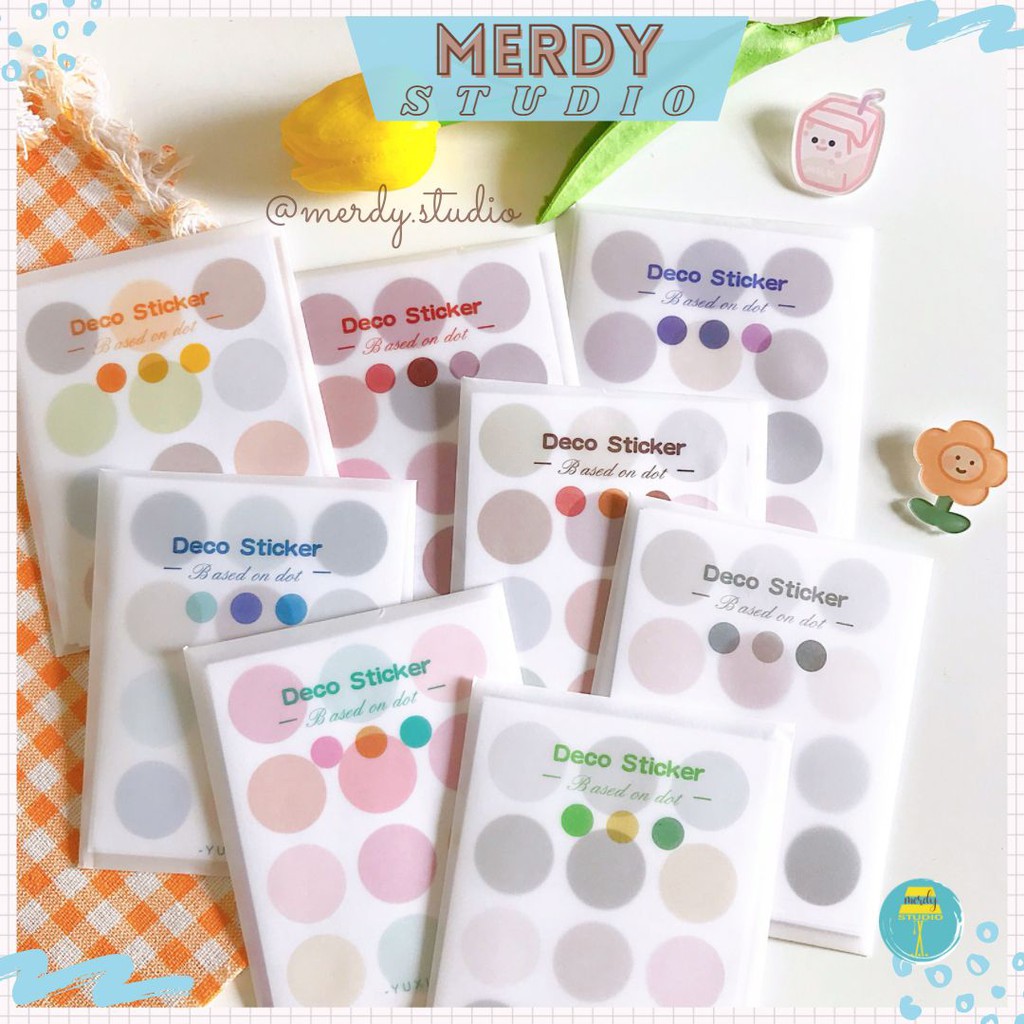 Set 10 tấm sticker tròn 168 miếng dán trang trí theo tone màu