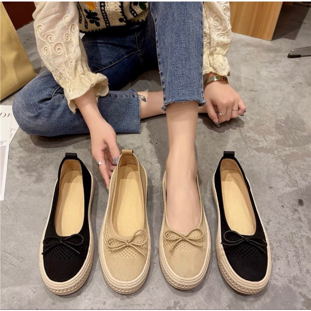 Mã X02 Giày búp bê nữ vải phối nơ cao cấp êm chân siêu xinh hottrend 2022