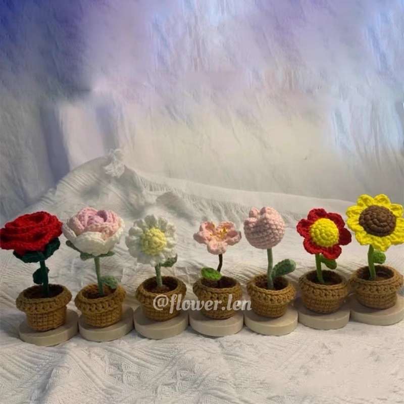 CHẬU HOA TRANG TRÍ BẰNG LEN BY FLOWER.LEN