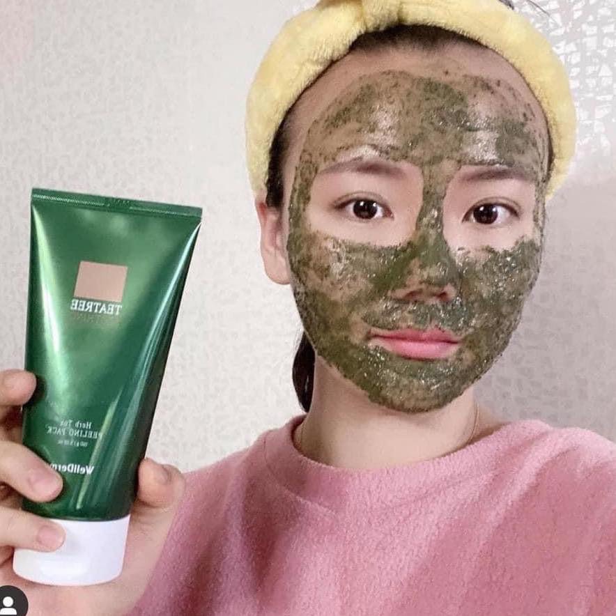Mặt Nạ Tẩy Da Chết Vi Tảo Biển WellDerma Teatree Soothing Herb Tox Peeling Pack 150gr Hàn Quốc.