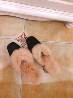 Giầy sục nữ lông vũ đế cách tân 7cm