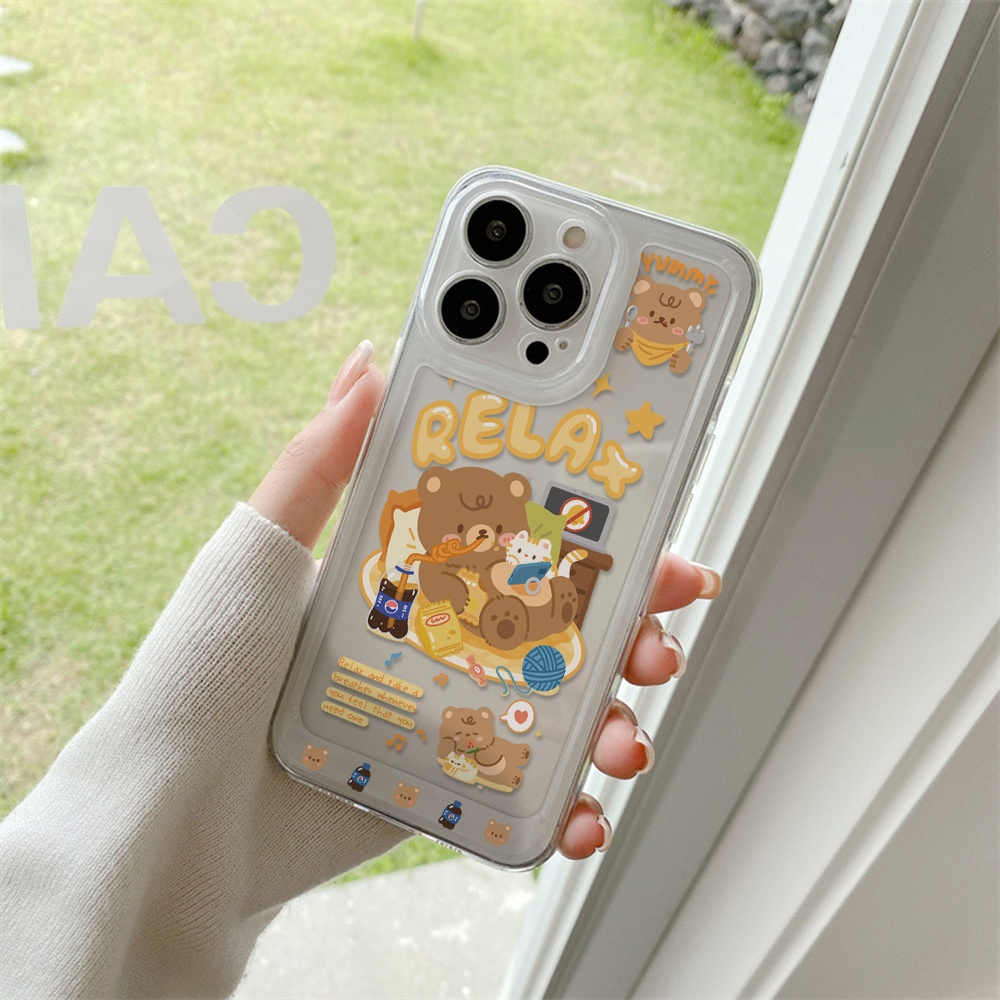 Ốp Điện Thoại Chống Sốc Chống Rơi Họa Tiết Gấu Và cola Cho iPhone 11 13 12 X XS Pro Max XR 12 13