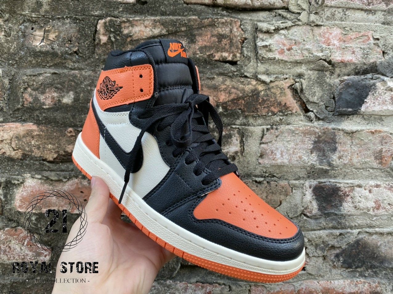 (ẢNH THẬT-FULL BOX) Giày thể thao AIR JORDAN 1 Retro High Shattered Backboard màu cam đen mũi cam