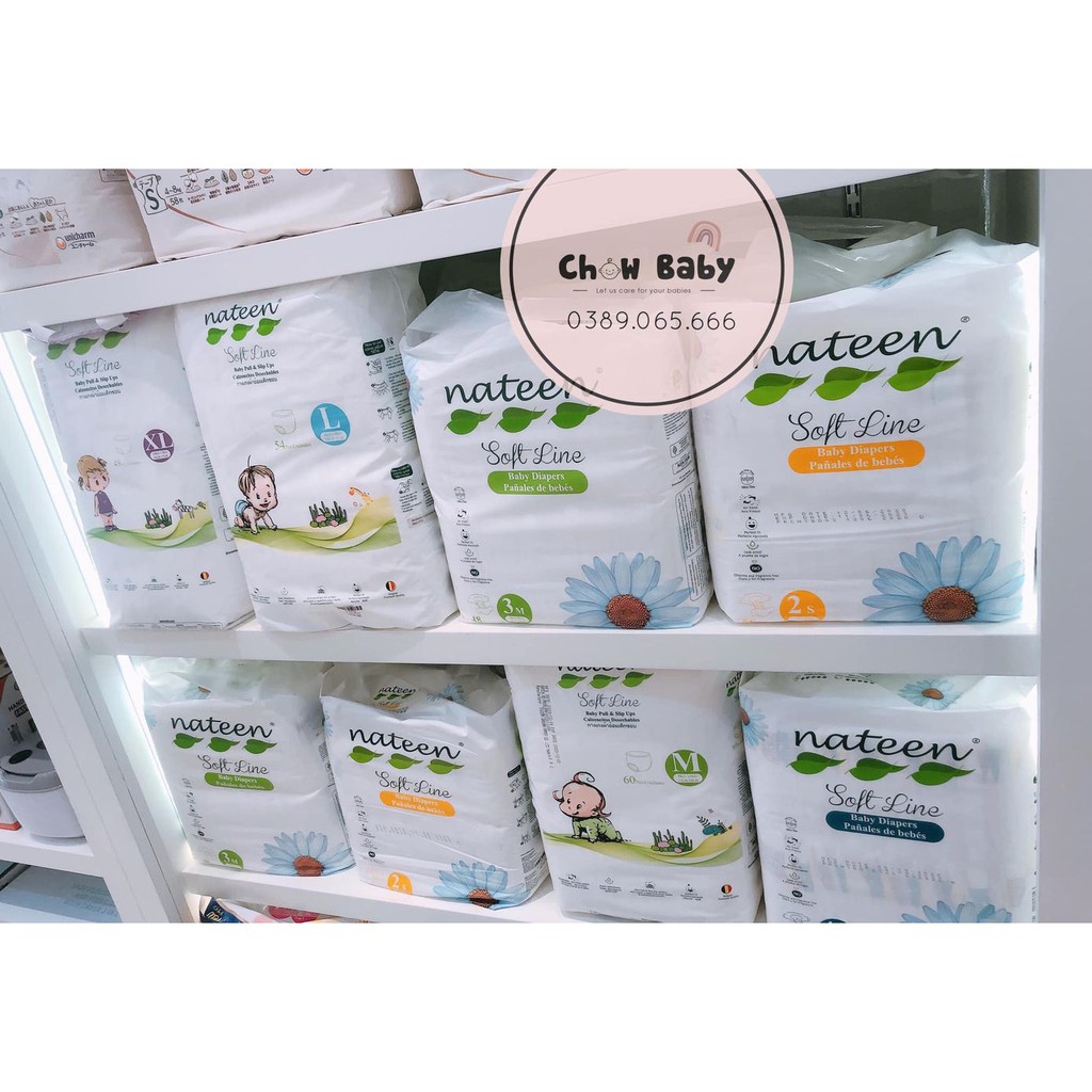 Bỉm/Tã Dán/Tã Quần NATEEN nội địa Bỉ đủ size Sdán56/Mdán48/Ldán44/Lquầnq54/XLquần48/XXLquần42