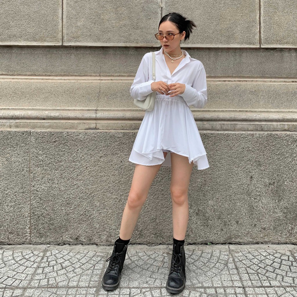 Set váy sơ mi AWTUMN SHIRT DRESS màu trắng | BigBuy360 - bigbuy360.vn