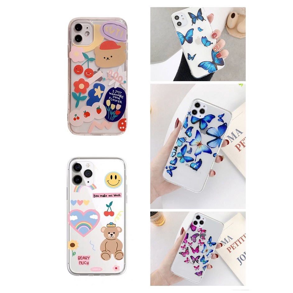 Ốp Điện Thoại Tpu Dẻo Trong Suốt Họa Tiết Hoạt Hình Gấu / Bướm Dễ Thương Cho Iphone 11 Pro X Xs Max Xr 6s 6 7 8 Plus Se 2020 | BigBuy360 - bigbuy360.vn