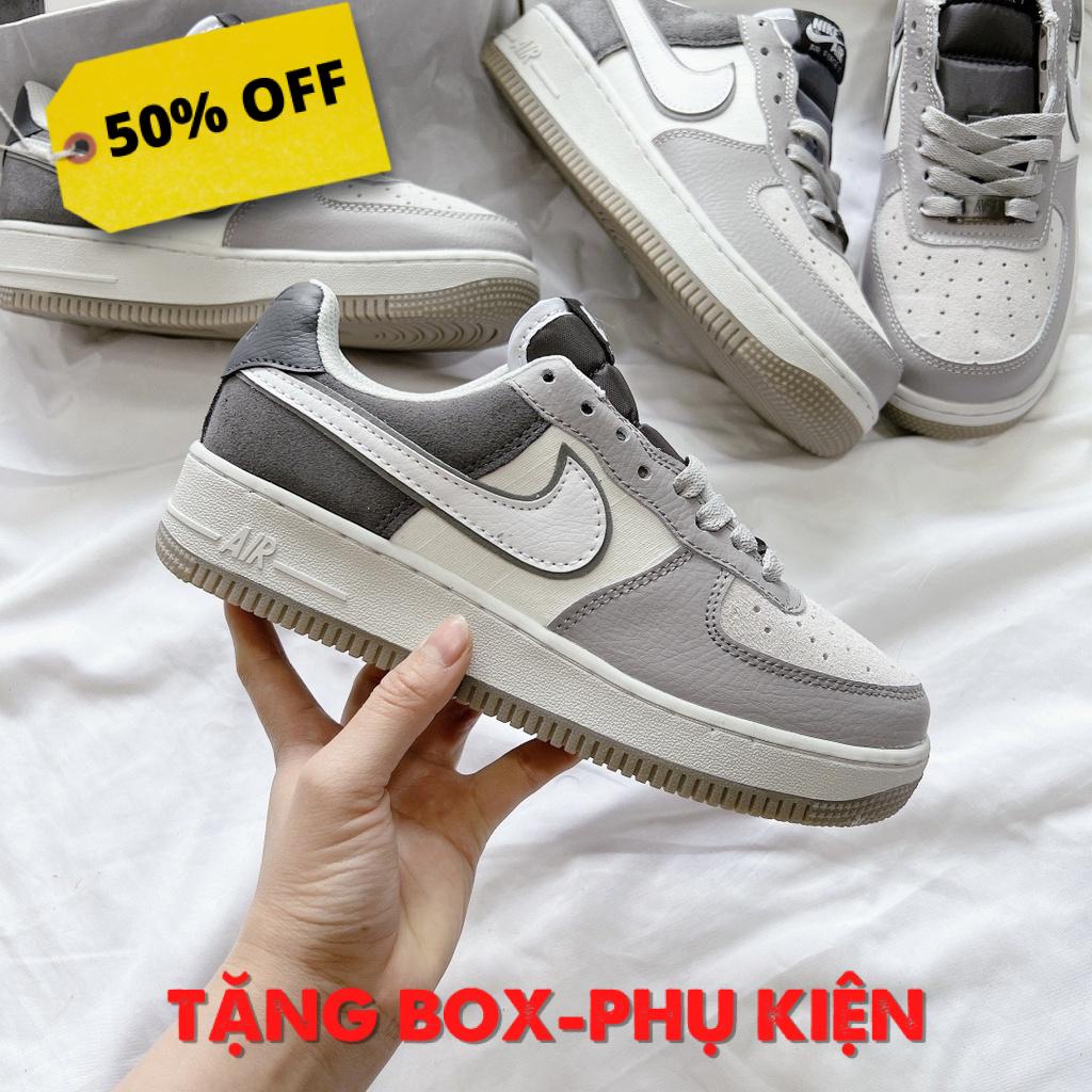 Giày Thể Thao AF1 Xám Kem Da Lộn, Giày sneaker Air Force 1 Low Atmosphere Grey Phối Màu Cực Đẹp Nam Nữ Đủ Size