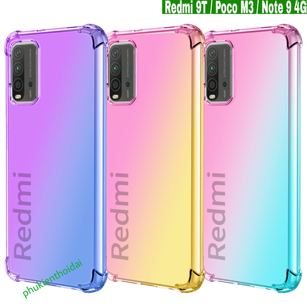 Ốp lưng dẻo đa sắc Redmi 9T / Poco M3 / Redmi 10 lồi 4 góc chống sốc chống va đập