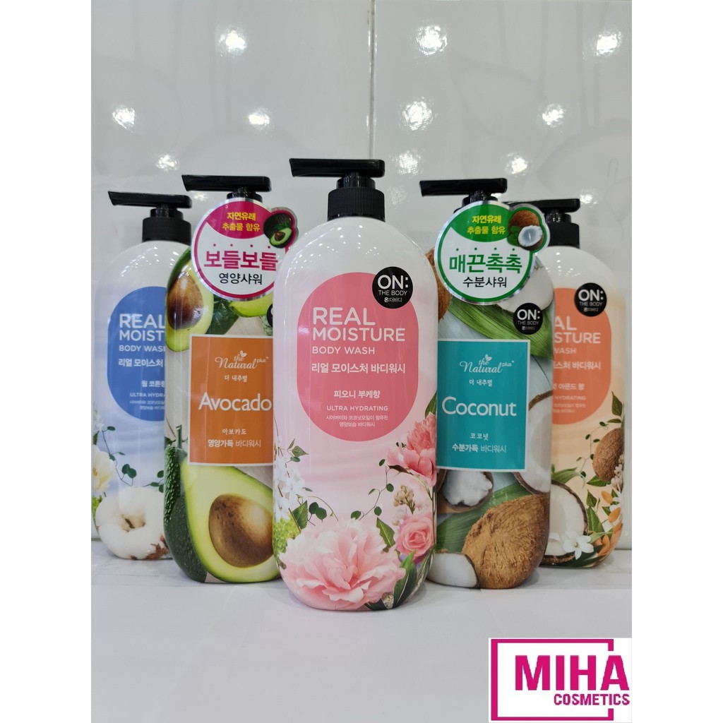 Sữa Tắm Dưỡng Ẩm Trắng Da ON THE BODY Real Moisture 900g Hàn Quốc