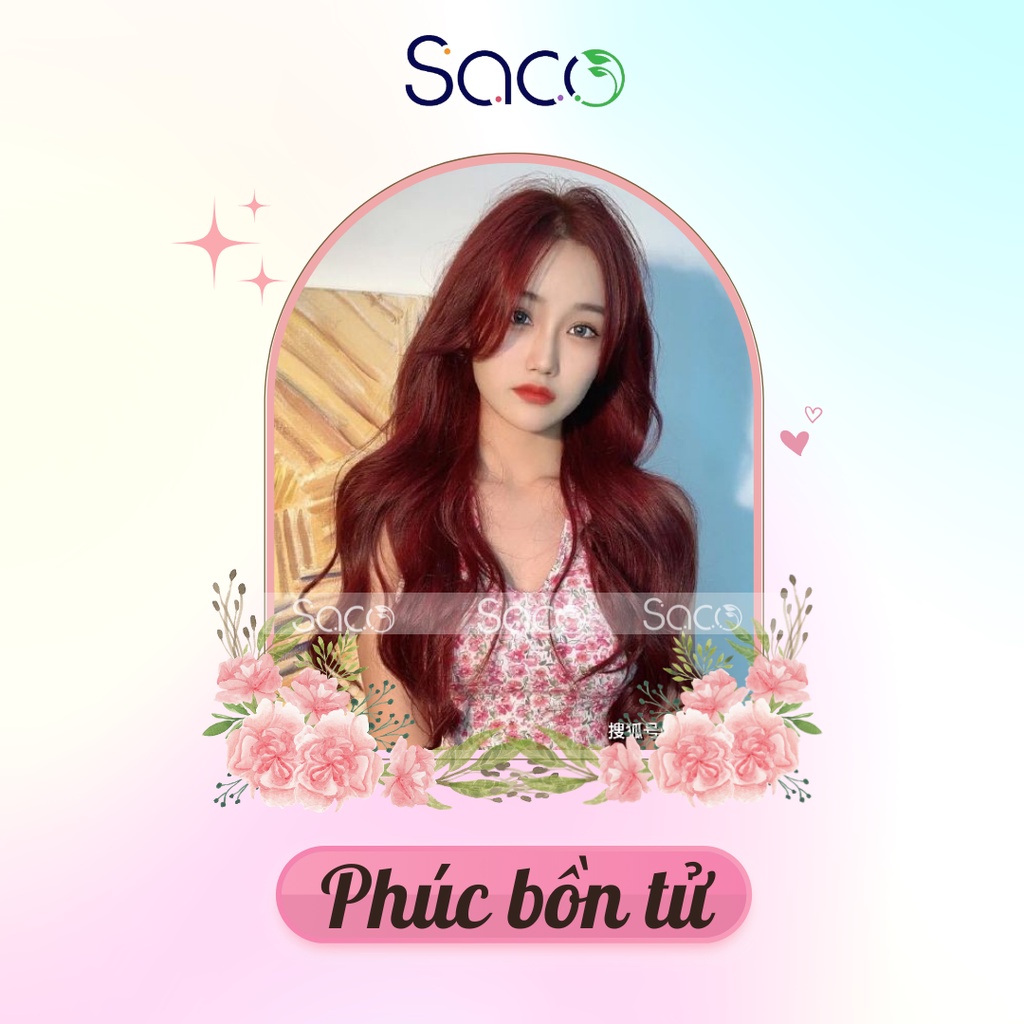 Lược nhuộm tóc thần thánh Saco màu Phúc Bồn Tử lên màu từ nền đen, không cần tẩy hay nâng tone Chai 400ml