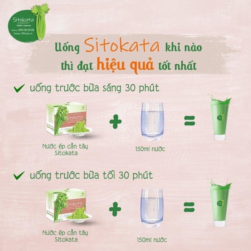 Chính hãng Bột cần Tây Sitokata Hộp 20 gói Giúp giảm cân đẹp da | BigBuy360 - bigbuy360.vn