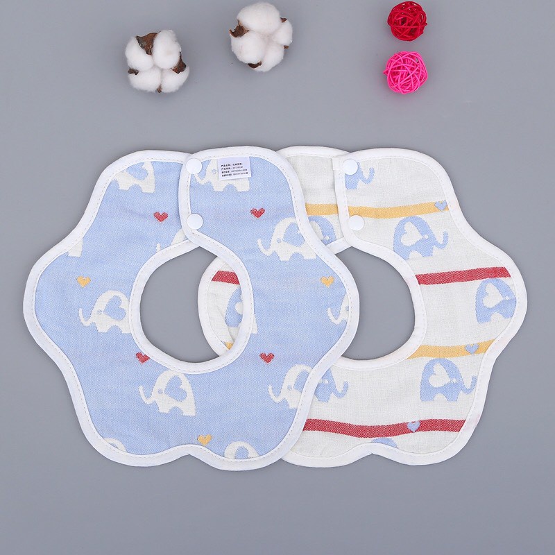 Yếm sợi tre 6 lớp có cúc bấm cho bé yêu - Yếm hoa xoay 360 độ cho bé