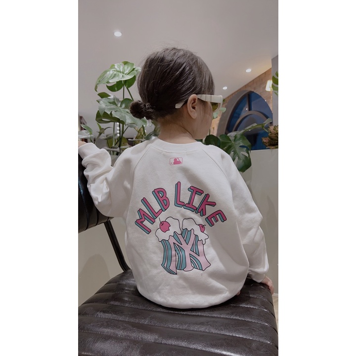 Áo nỉ cổ tròn MLb like cheryy cho bé,áo sweater cao cấp unisex ,TP KIDs