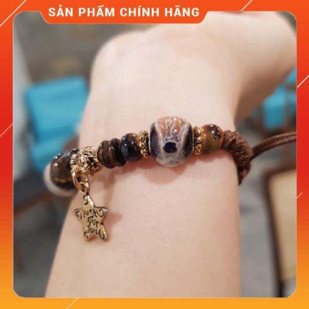 Hot!!!  Vòng tay dây rút đá thổ cẩm phong cách vintage siêu xinh, bán giá rẻ giá re