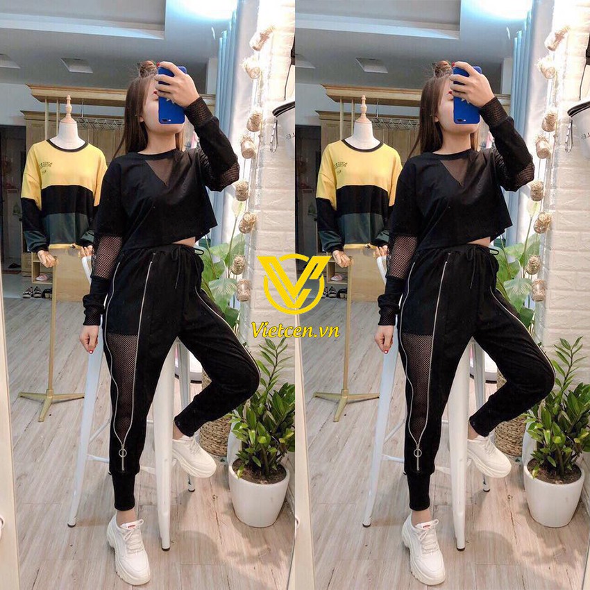 Quần khóa phối lưới nữ - VC