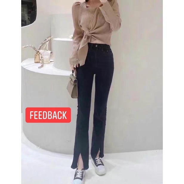 Áo Kiểu  tơ đũi Nữ dài tay cách điệu ulzzang  dáng ngắn ⚡️Hàng quảng châu  thời trang  Cổ vuông Tà lệch