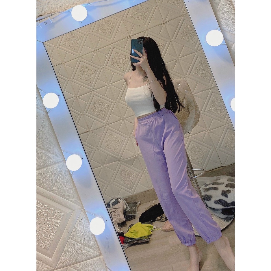 set áo 2 dây bún kèm quần bo ống thun cotton dày dặn