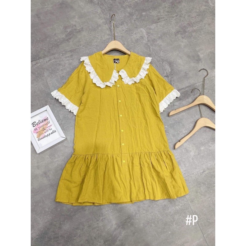 [Mặc Là Xinh] Váy Đũi Vàng Dáng Babydoll Cổ Bèo, Đầm Dáng Xoè Siêu Xinh Có Ảnh Thật Kèm Video | BigBuy360 - bigbuy360.vn