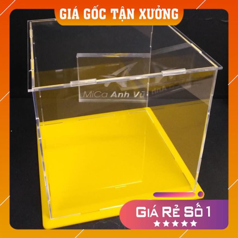 Hộp trưng bày 25x25x25cm mica trong chống bụi đế nhiều màu - lắp ghép
