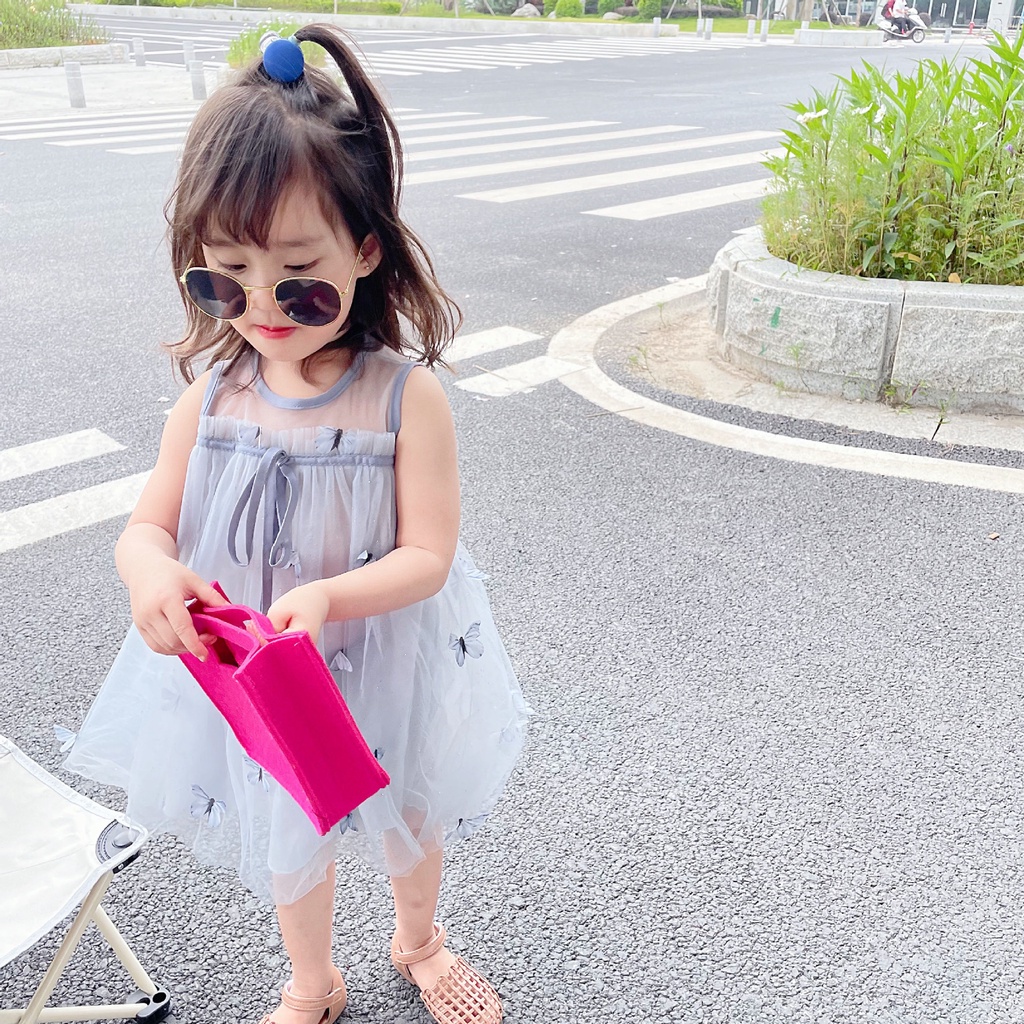 Đầm Xoè Tutu Sát Nách Hoạ Tiết Bướm Dễ Thương Cho Bé